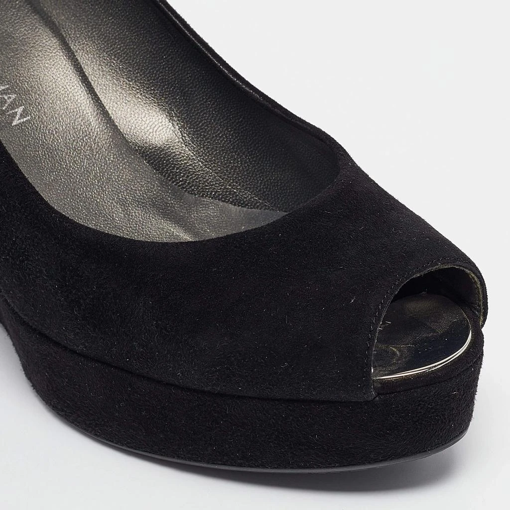 Stuart Weitzman Stuart Weitzman Black Suede Peep Toe Wedge Pumps Size 39 8
