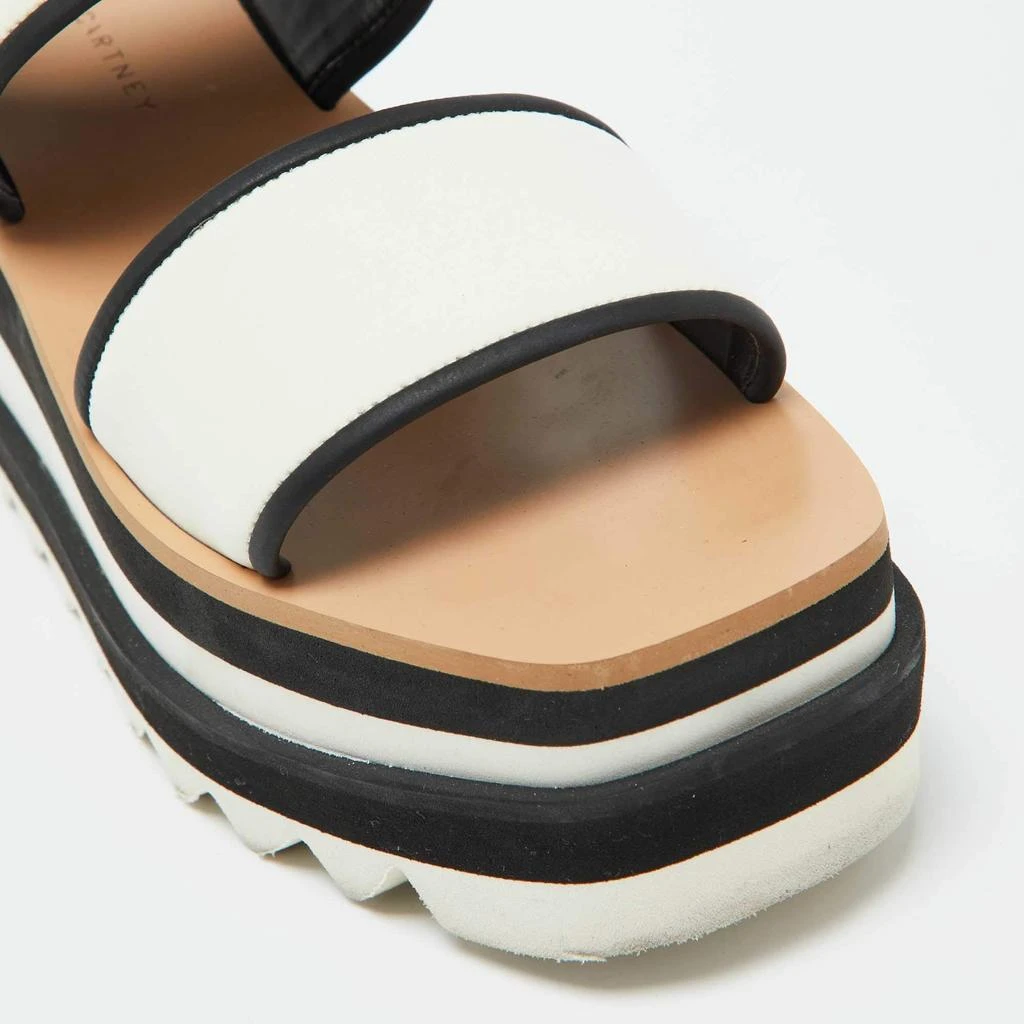 Stella McCartney Stella McCartney White/Black Fabric Elyse Platform Wedge Sandals Size 37 7