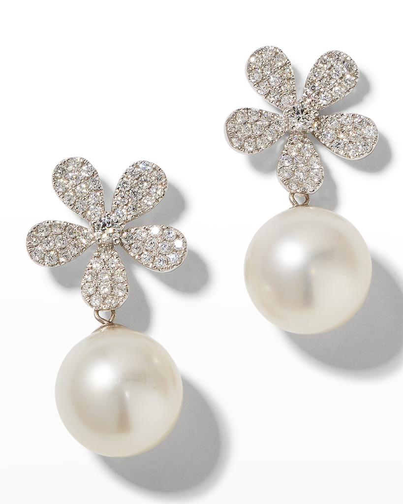 Belpearl Fleur White Diamond & Pearl Earrings