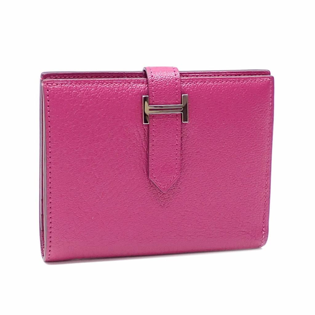 Hermes pink Chevre Leather Wallet (Bi-Fold) (Pre-Owned)
