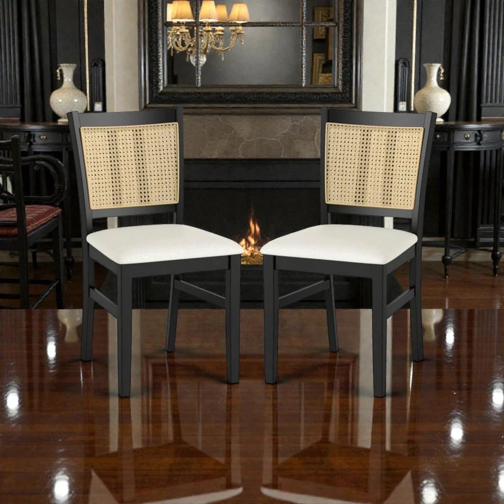 Hivvago Dining Chairs for 2 with Cane Back, Rattan Seat, and Durable Wooden Frame