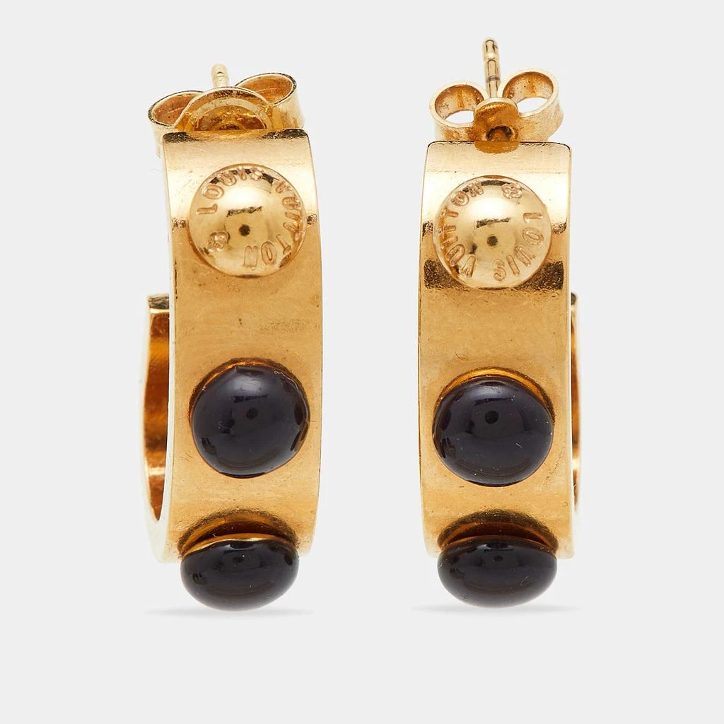 Louis Vuitton Louis Vuitton Gold Tone Gimme A Clue Hoop Earrings 1