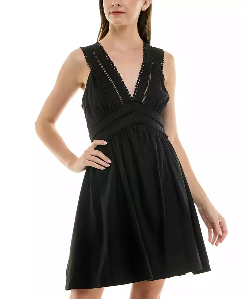 Taylor Women's Deep V-Neck Ladder-Trim Fit & Flare Dress 2
