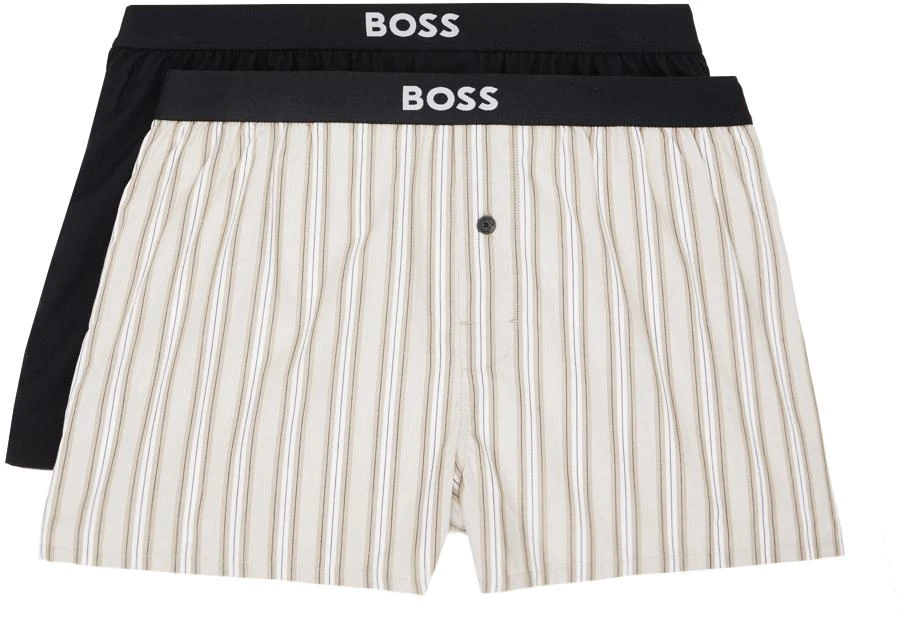 Hugo Boss Two-Pack Black & Beige Boxers 1