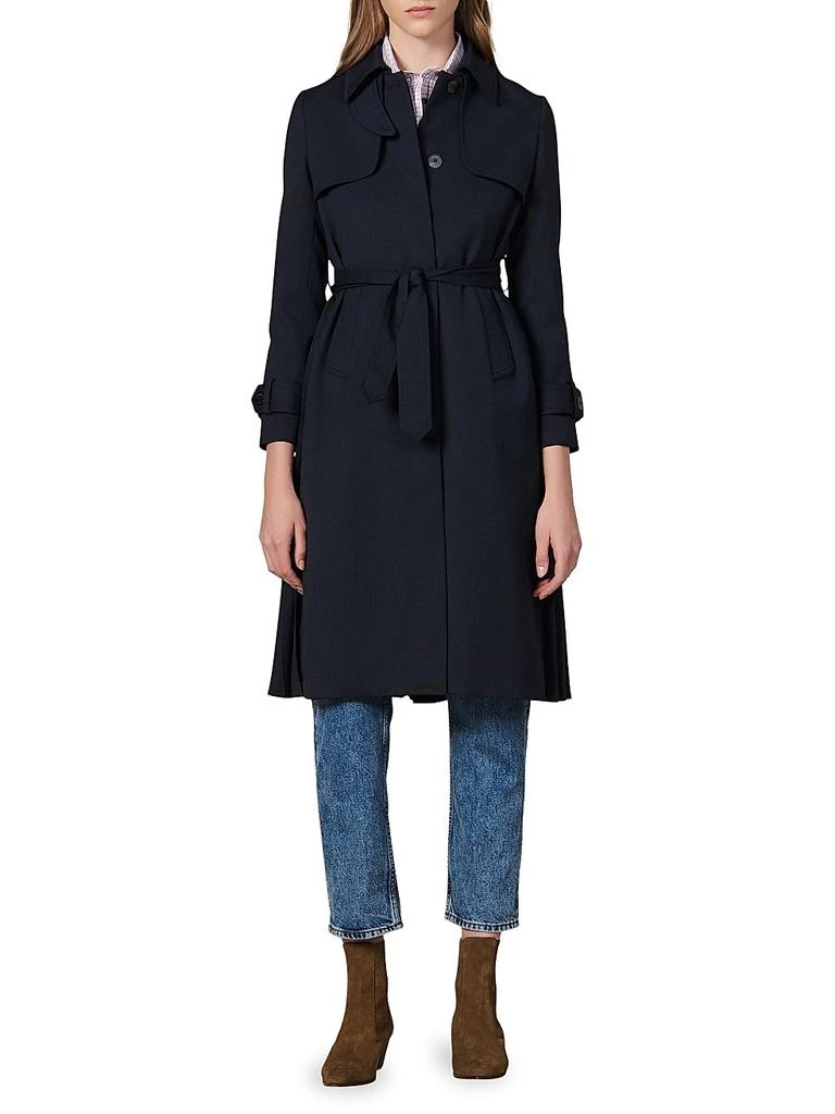 Sandro Trench Coat with Pleated Inset 2