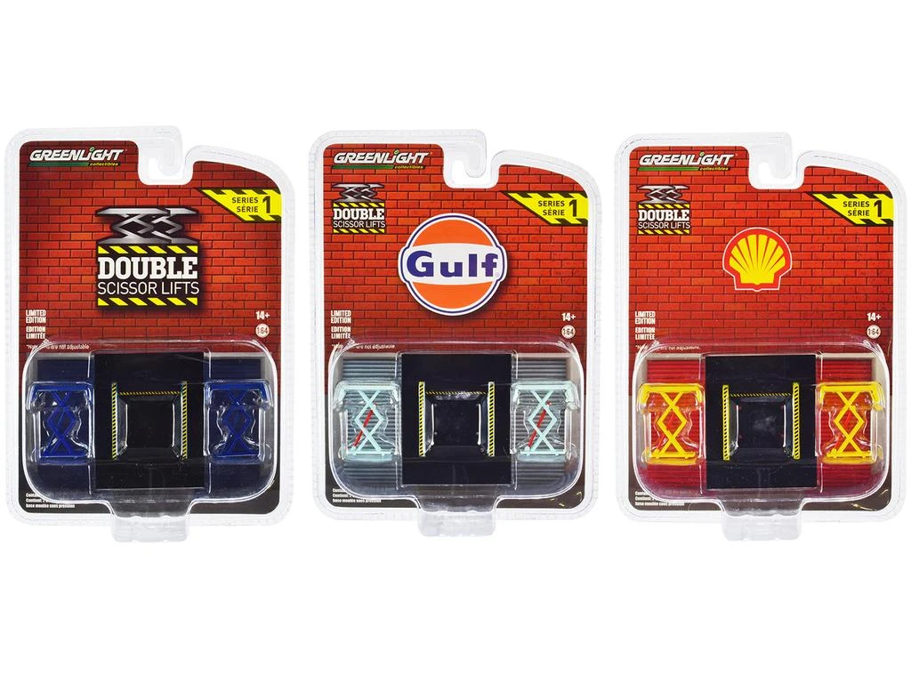 Diecast Model Greenlight Automotive "Double Scissor Lifts" Set of 3 pieces Series 1 1/64 Diecast Models by Greenlight 2