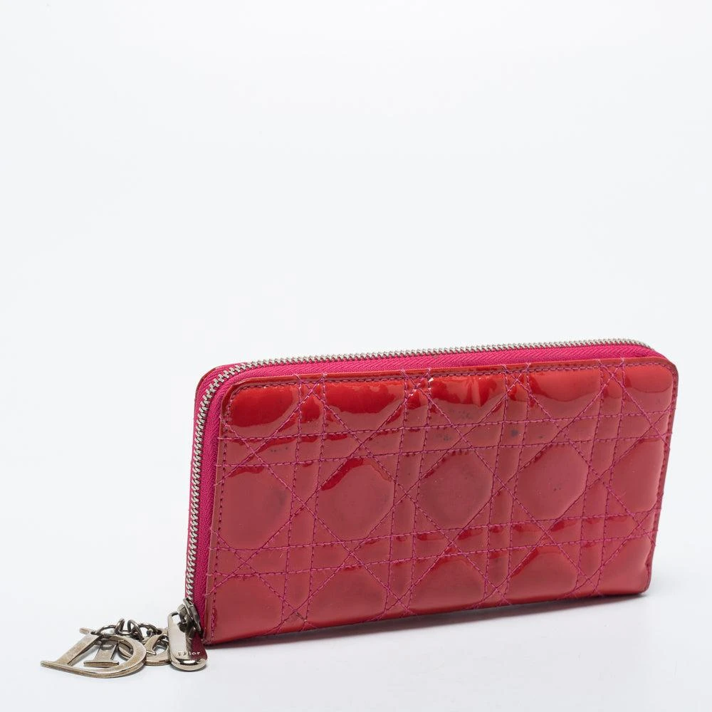 Dior Pink Patent Leather Lady  Zip Around Wallet 3