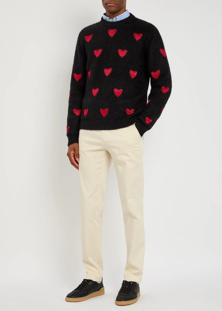 Valentino Heart-intarsia metallic brushed knit jumper 4