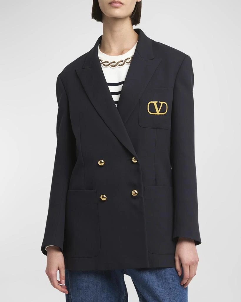 Valentino V-Logo Double-Breasted Navy Formal Jacket 2