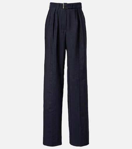 Dries Van Noten Belted wool wide-leg pants 1