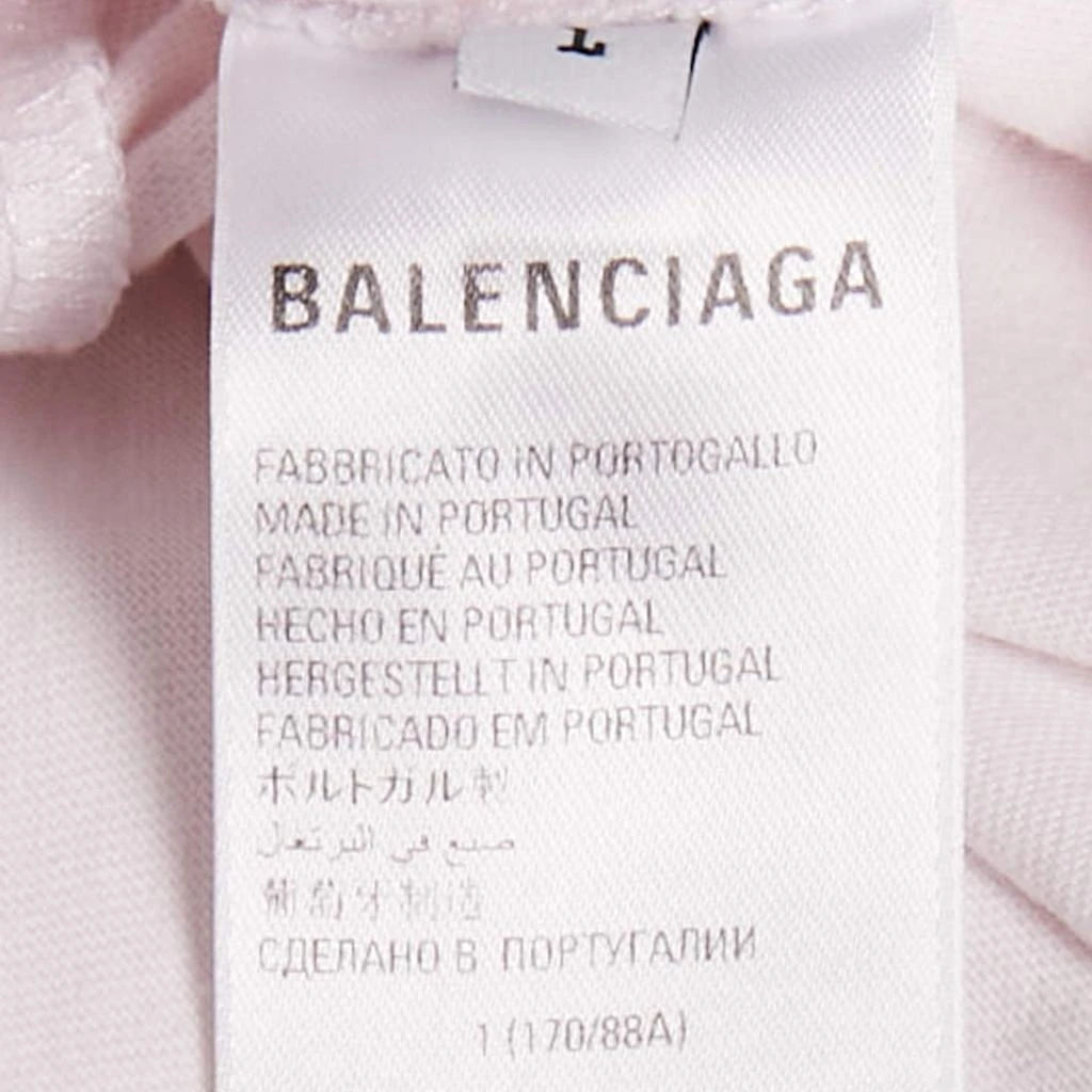 Balenciaga Balenciaga Light Pink Logo Strike-Out Print Cotton Jersey T-shirt L 5