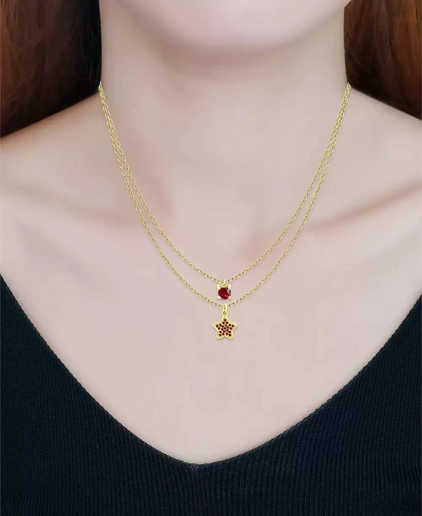 Giani Bernini Lab Grown Ruby Star and Round Pendant Set, 2 Piece 2