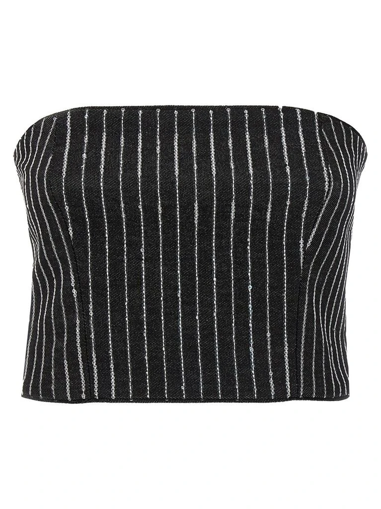 ROTATE Birger Christensen ROTATE Sequined Twill Cropped Top 1