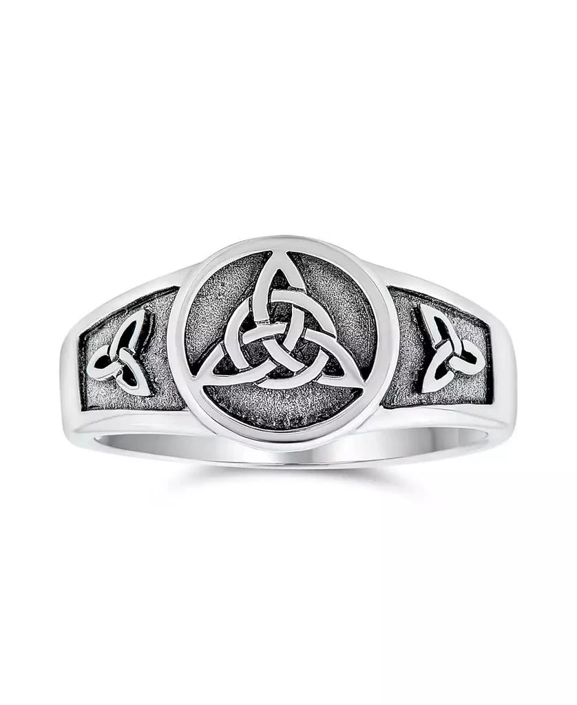 Bling Jewelry Ancient Viking Celtic Infinity Trinity Knot Triquetra Signet Ring Oxidized .925 Sterling Silver