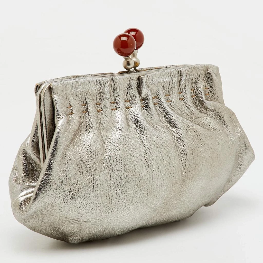 Marni Marni Silver Leather Twisted Lock Clutch 3