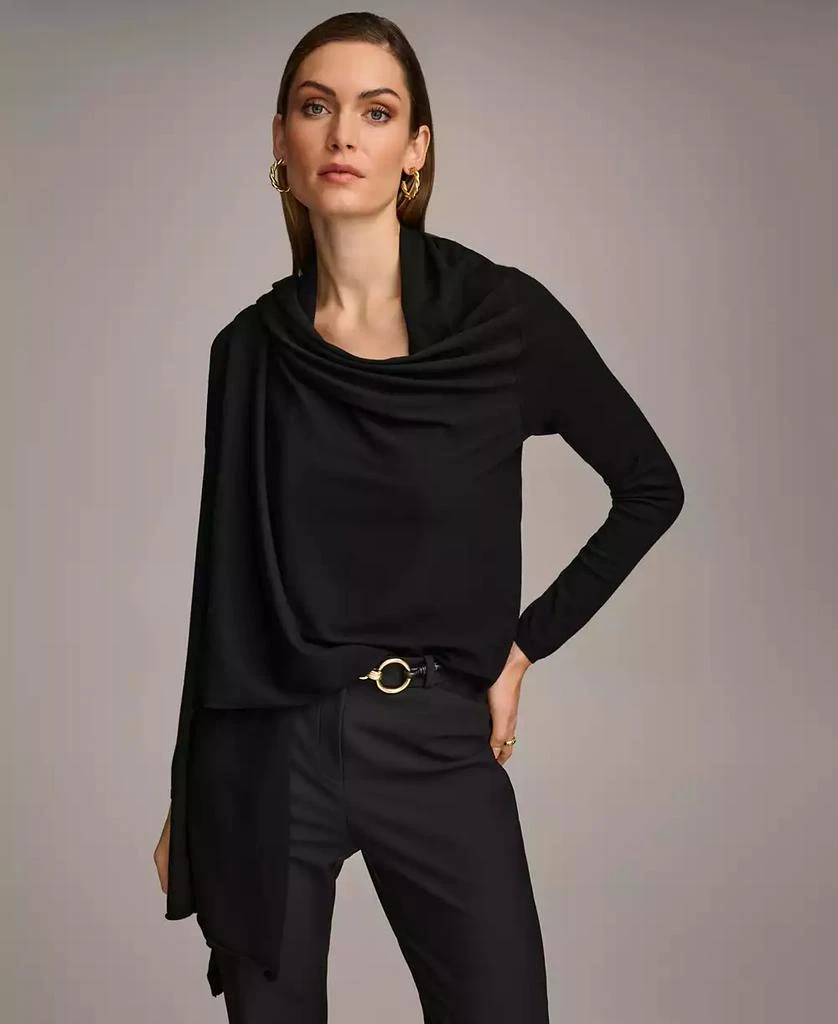 Donna Karan Women
s Long-Sleeve Drape-Front Cardigan 4