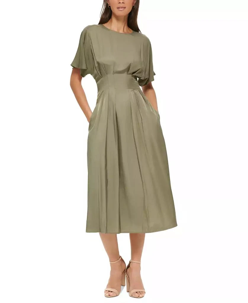 Kensie Women's Dolman-Sleeve Cinched-Waist Midi Dress 6