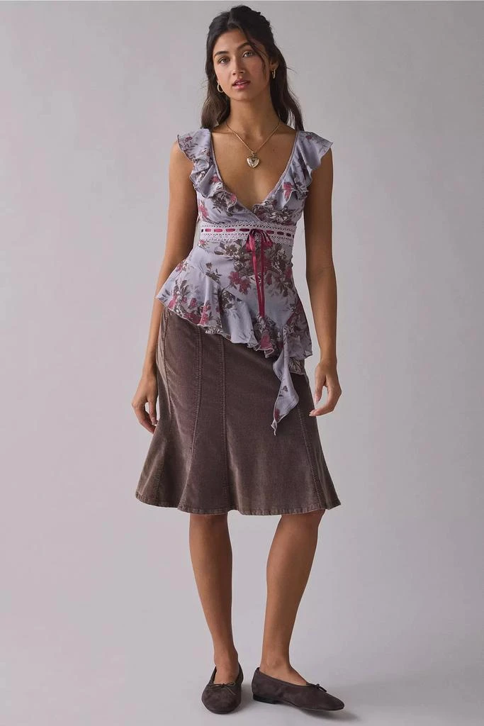 Kimchi Blue Kimchi Blue Sweet Talk Plunging Asymmetric Ruffle Blouse 3