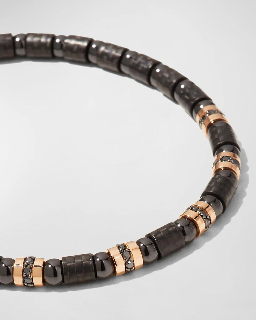 Roberto Demeglio Men's Black Carbon Bracelet with 5 Rose Gold Sections 3