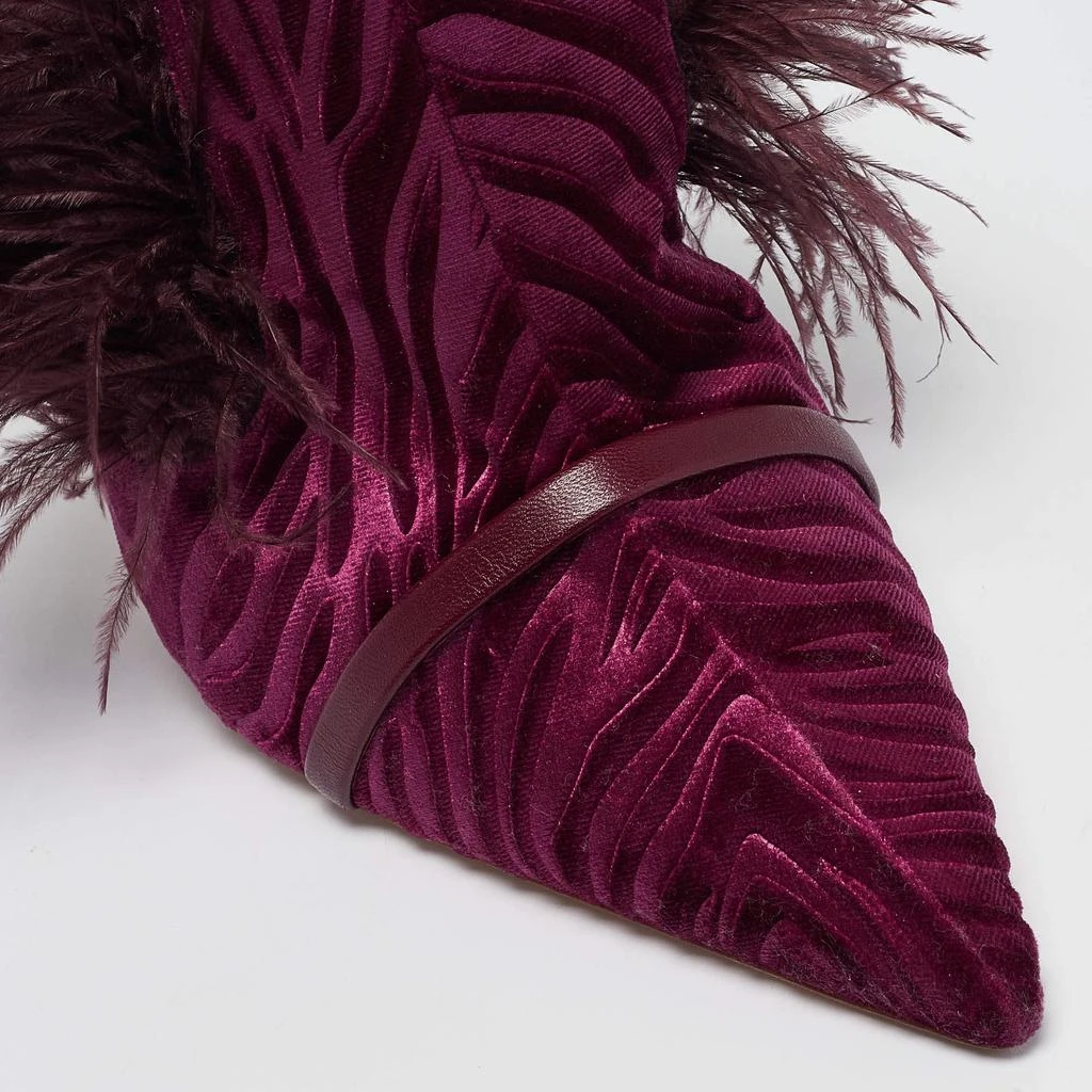 Malone Souliers Malone Souliers Burgundy Velvet and Feather Slide Sandals Size 39 7