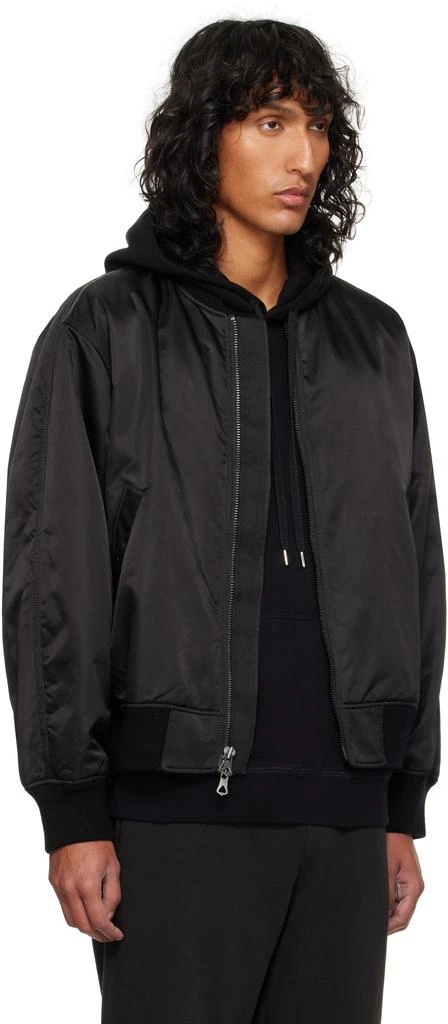 REIGNING CHAMP Black Nylon Twill Crew Bomber Jacket 2