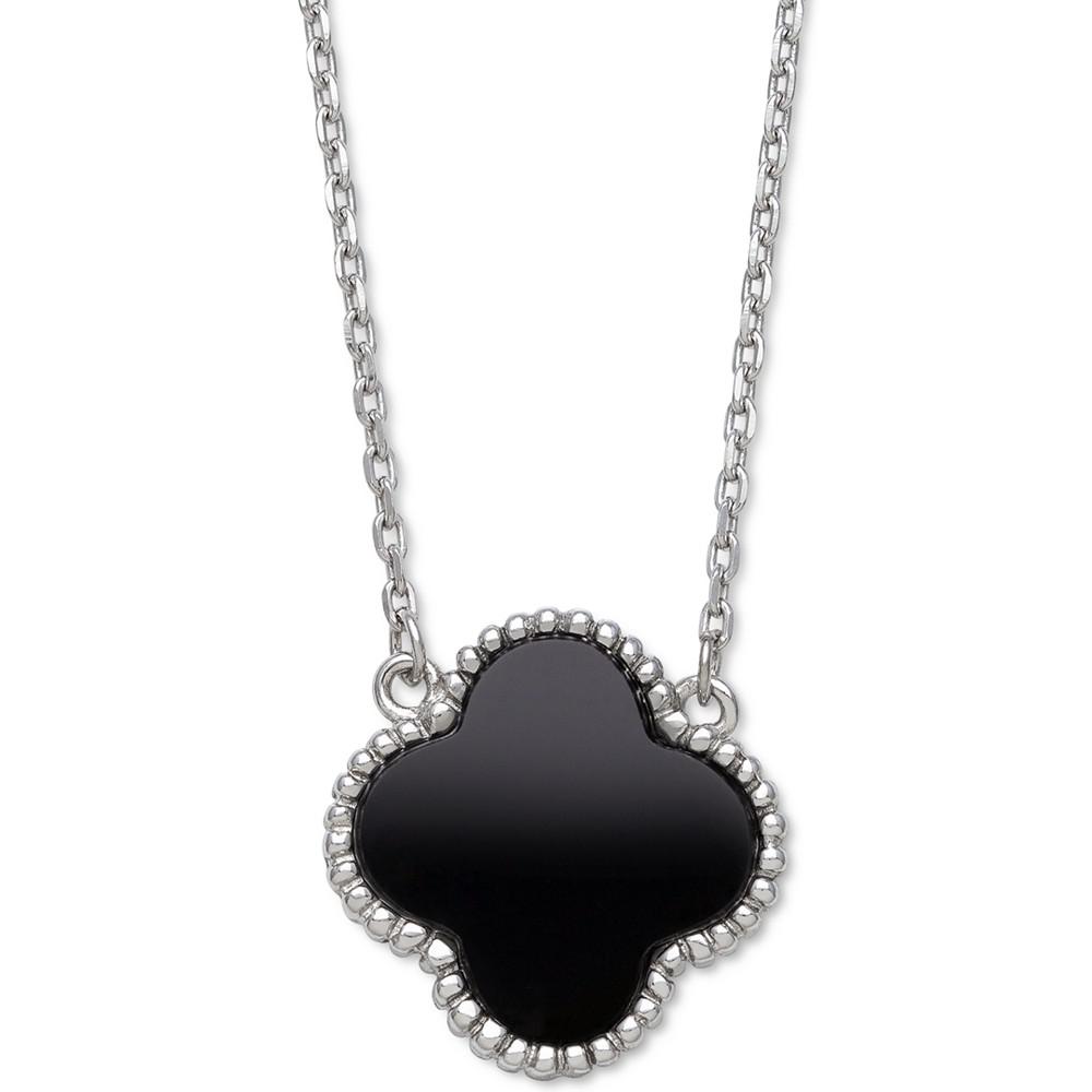 Belle de Mer Mother-of-Pearl Clover Pendant Necklace in Sterling Silver, 16" + 2" extender (Also in Onyx), Created for Macy's