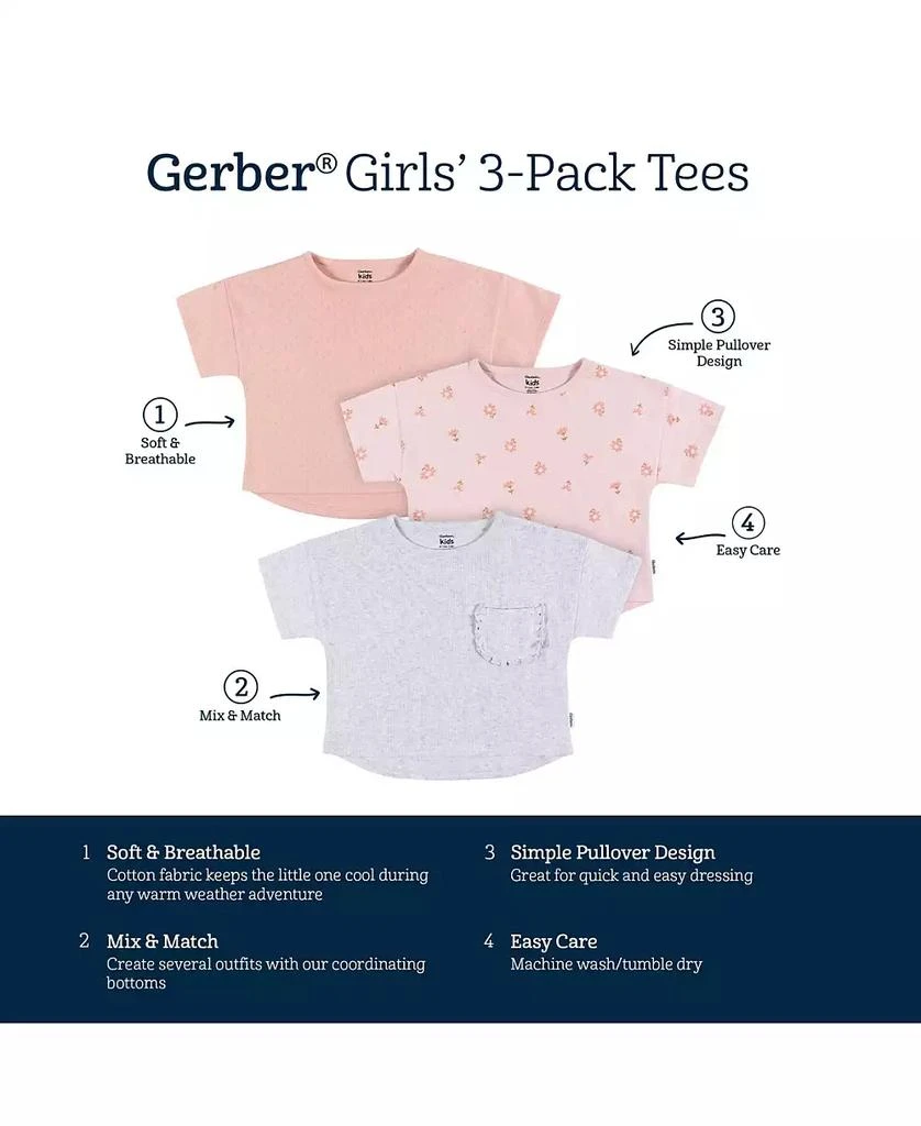 Gerber Toddler Girls Short Sleeve T-Shirts, 3 Pack 9