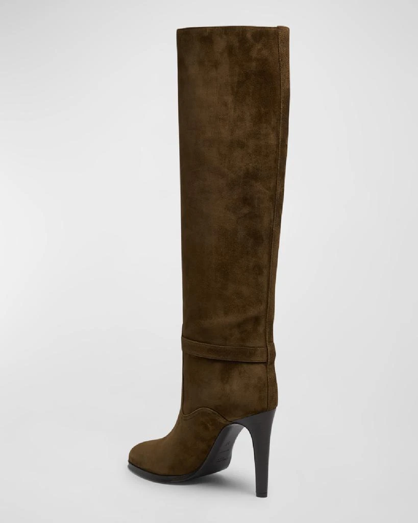 Shop Diane Suede YSL Buckle Knee Boots on Sale at BeyondStyle
