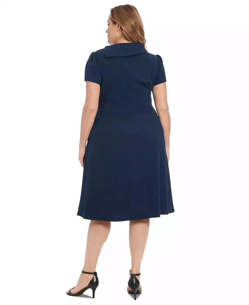 London Times Plus Size Foldover-Neck Fit & Flare Dress 5