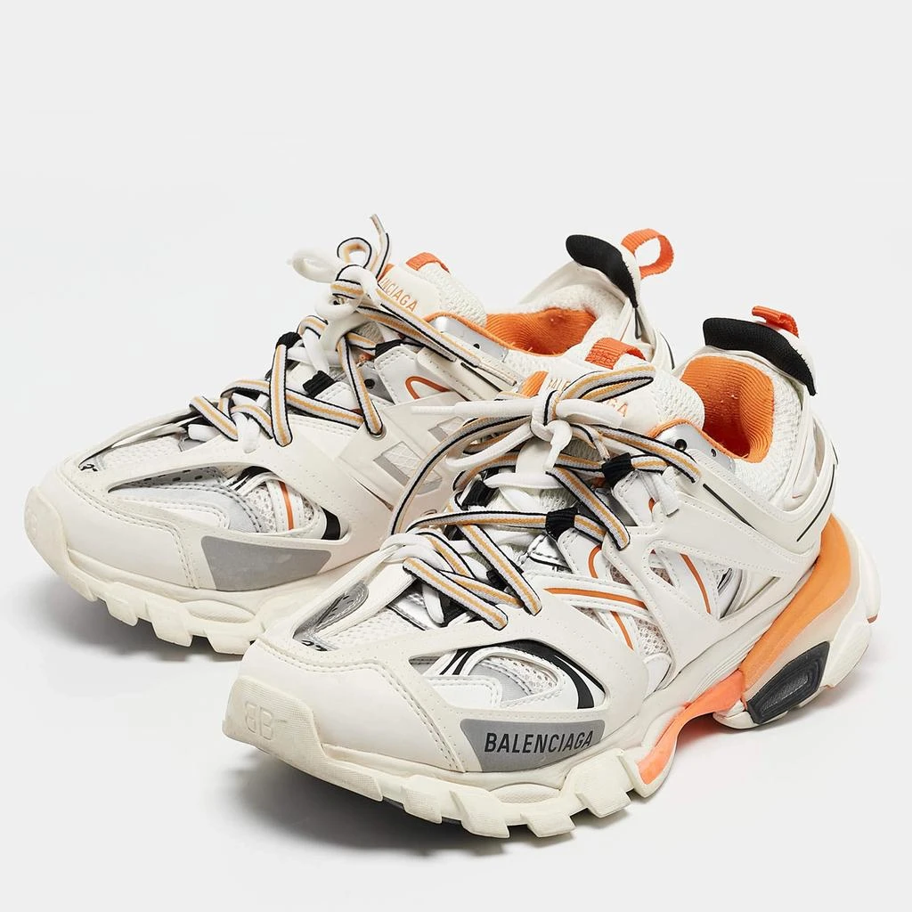 Balenciaga Balenciaga White Faux Leather and Mesh Track Sneakers Size 37 2