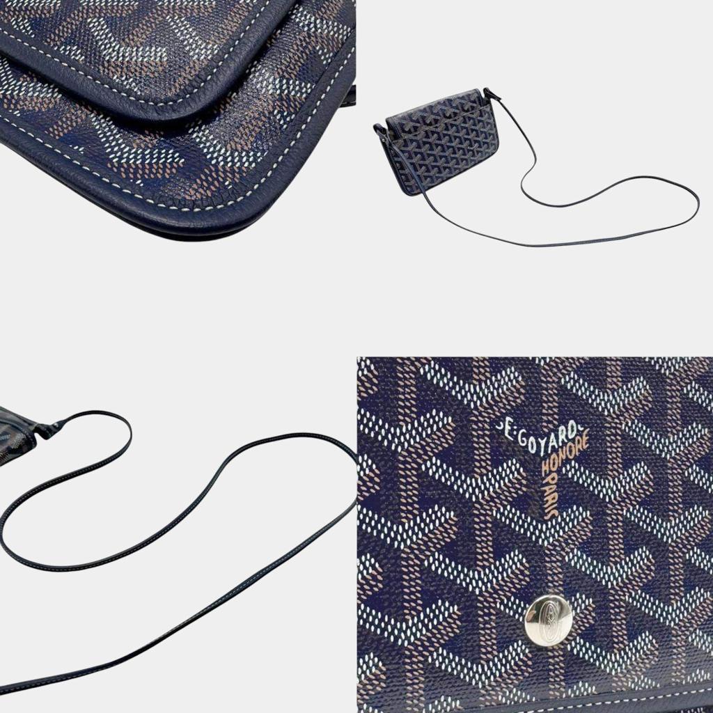 Goyard Goyard Navy Goyardine Canvas Plumet Pocket Wallet