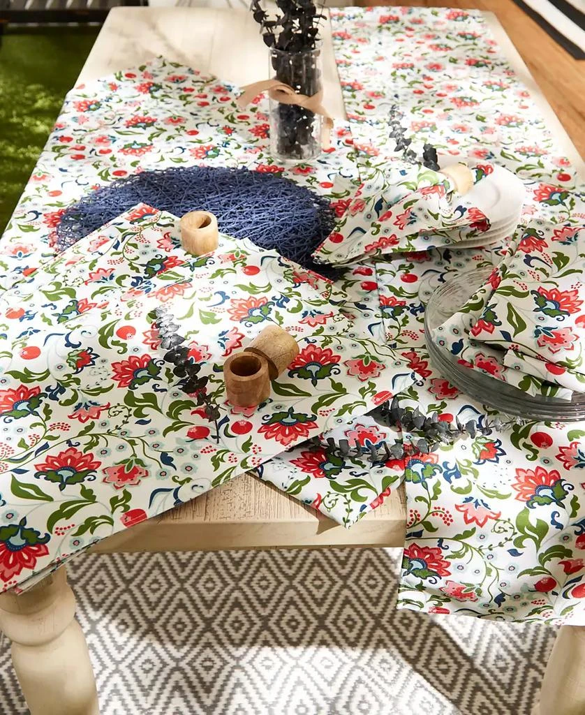 Design Imports Floral Print Outdoor Tablecloth with Zipper 60 Round 3