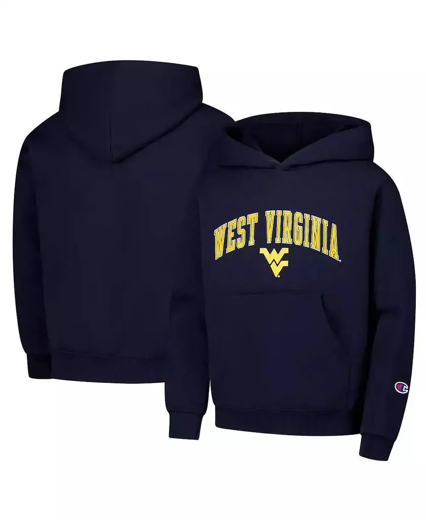 CHAMPION Big Boys and Girls Navy West Virginia Mountaineers Campus Pullover Hoodie