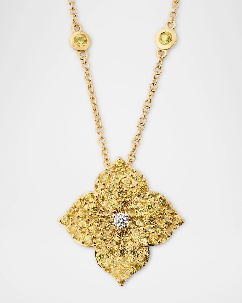 Piranesi 18K Gold Yellow Sapphire and Diamond Flower Pendant Necklace, 18"L 1