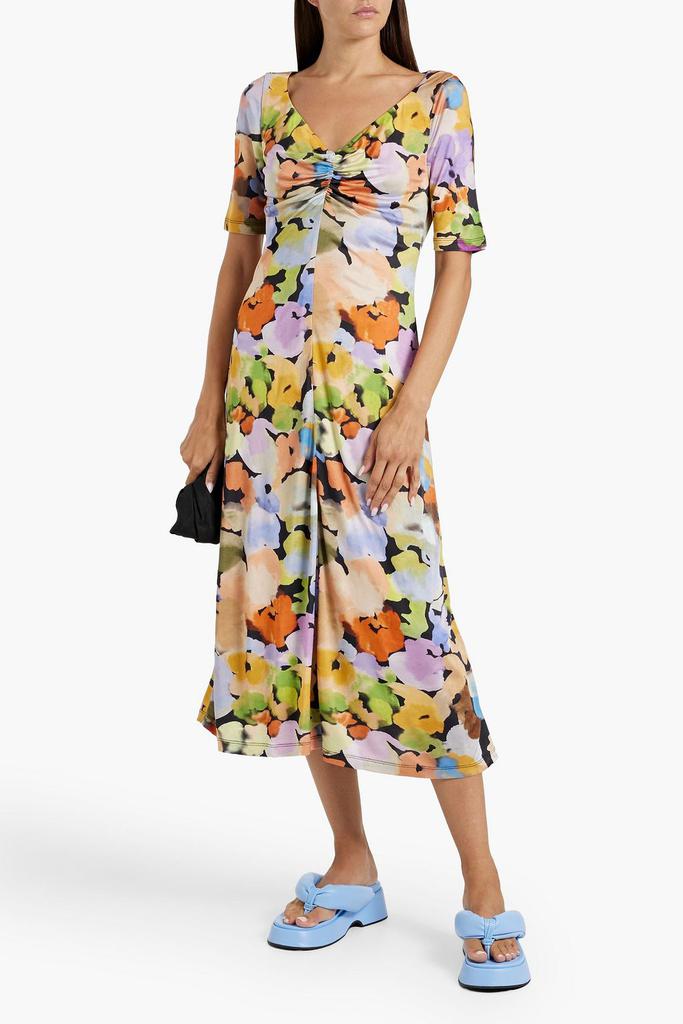Stine Goya Jose ruched floral-print satin-jersey midi dress