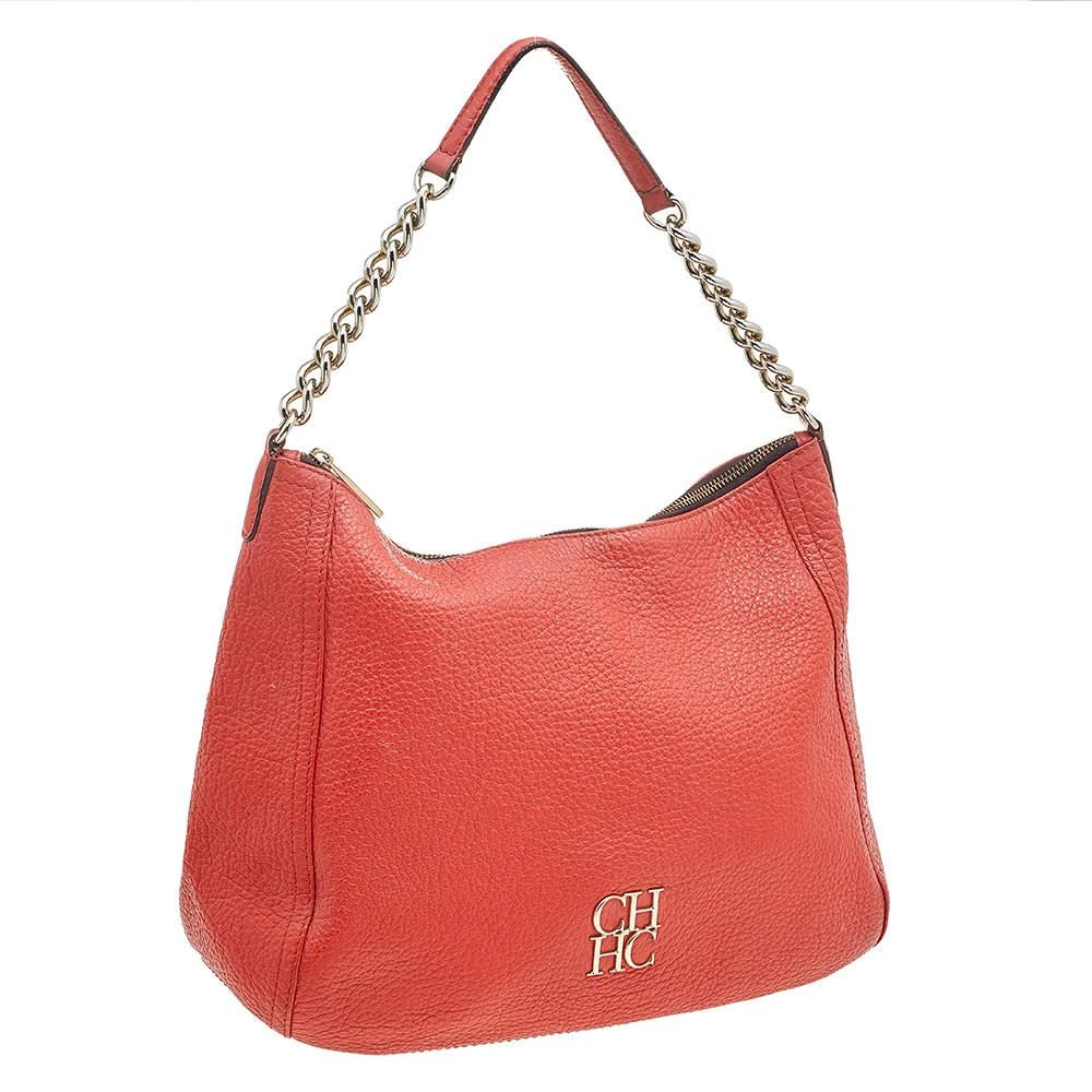Carolina Herrera Carolina Herrera Orange Leather Chain Hobo 3