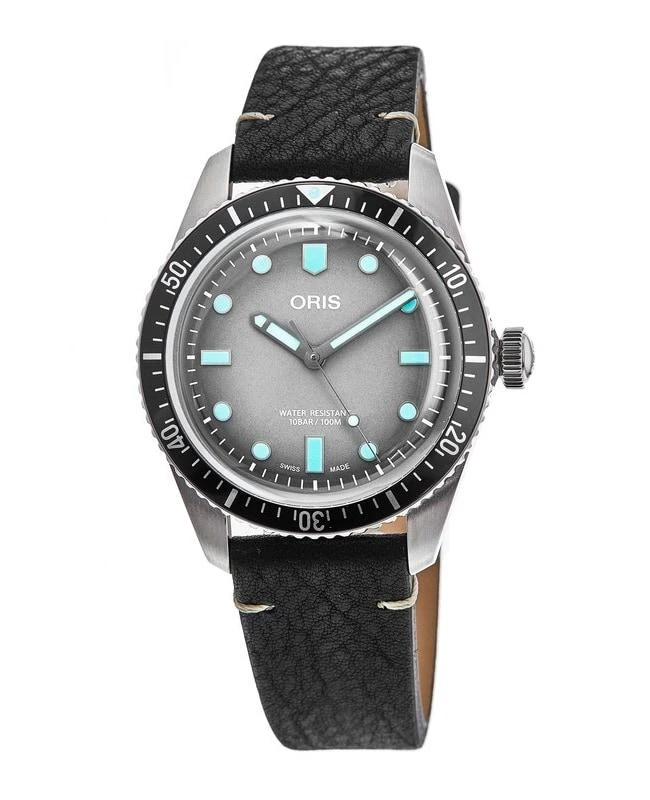 Oris Divers Sixty-Five Automatic Grey Dial Leather Strap Men
s Watch 01 733 7707 4053-07 5 20 89