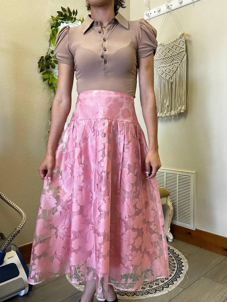 Blu Pepper Blu Pepper - Floral Organza Midi Skirt