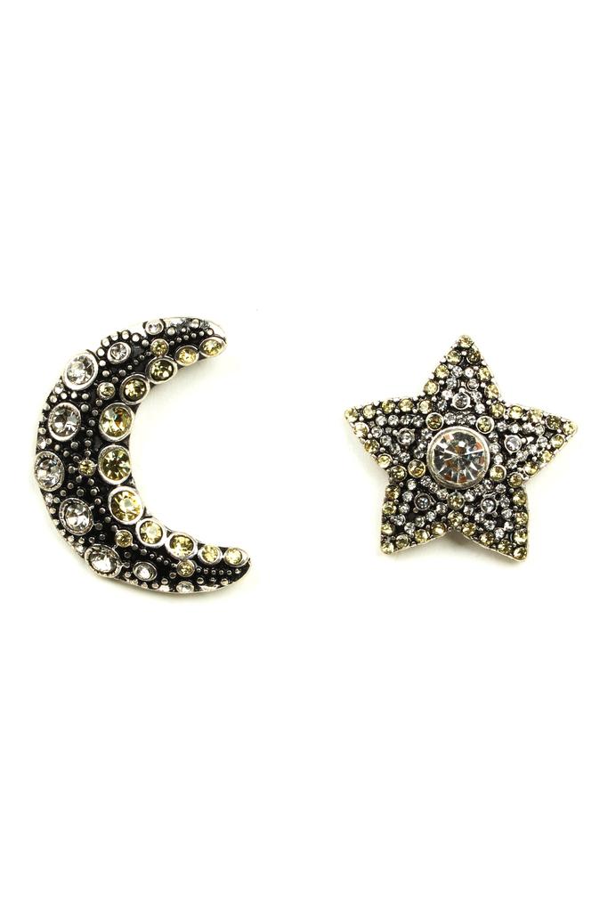 Eye Candy LA Metallic Star & Moon Stud Earrings