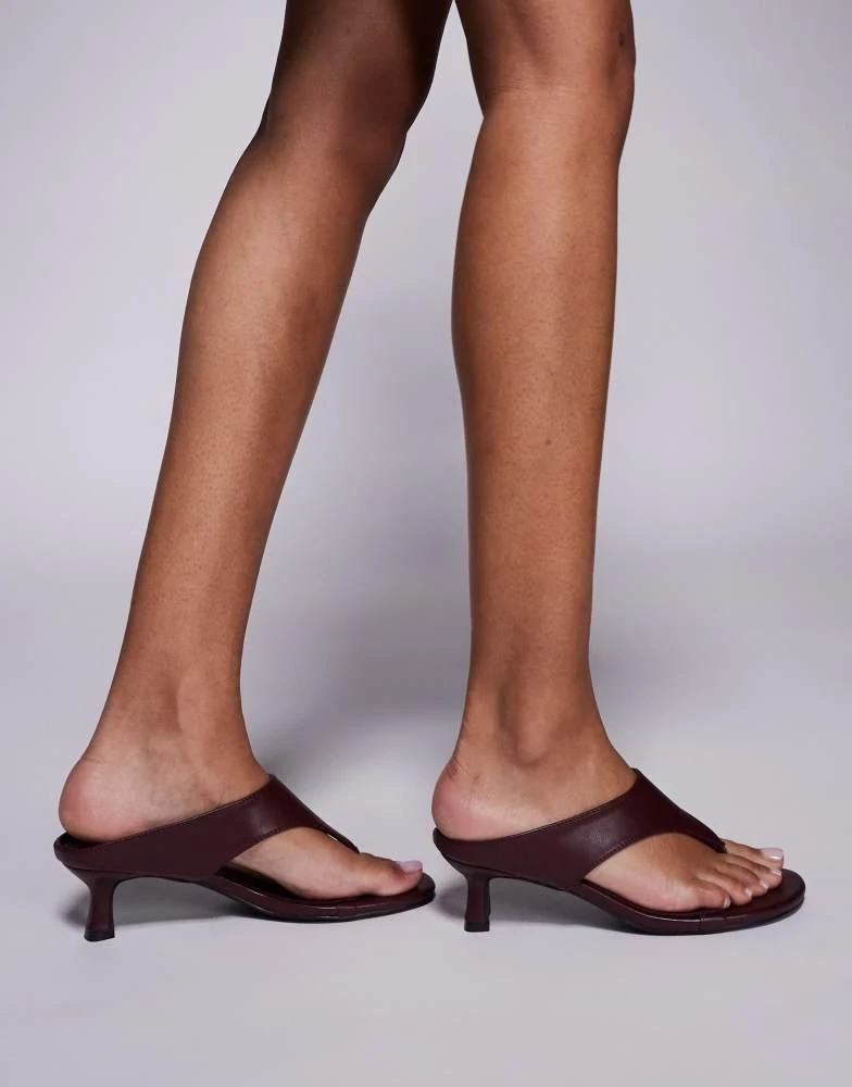 Public Desire Public Desire Charmed kitten heel thong sandals in burgundy 2