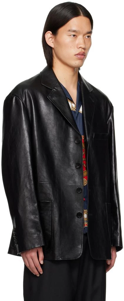 Bally Black Notched Leather Jacket 2