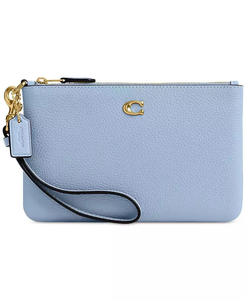 Coach Polished Pebble Leather Small Zip-Top Wristlet 1