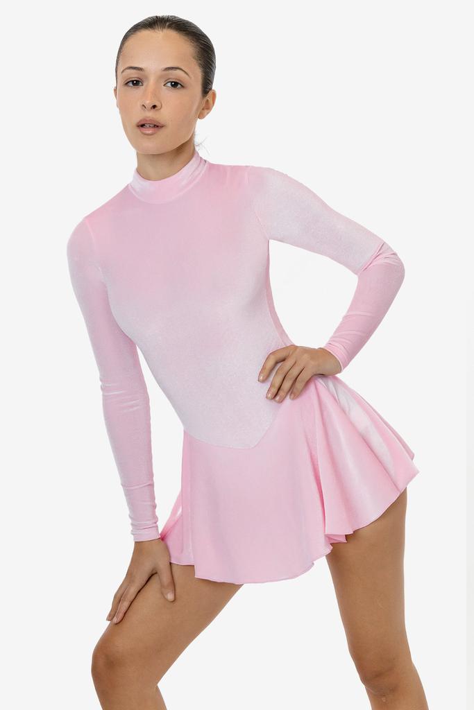 Los Angeles Apparel VVT410 - Velvet Long Sleeve Mockneck Skirted Leotard