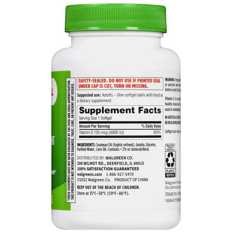 Walgreens Vitamin D3 125 mcg Softgels 3