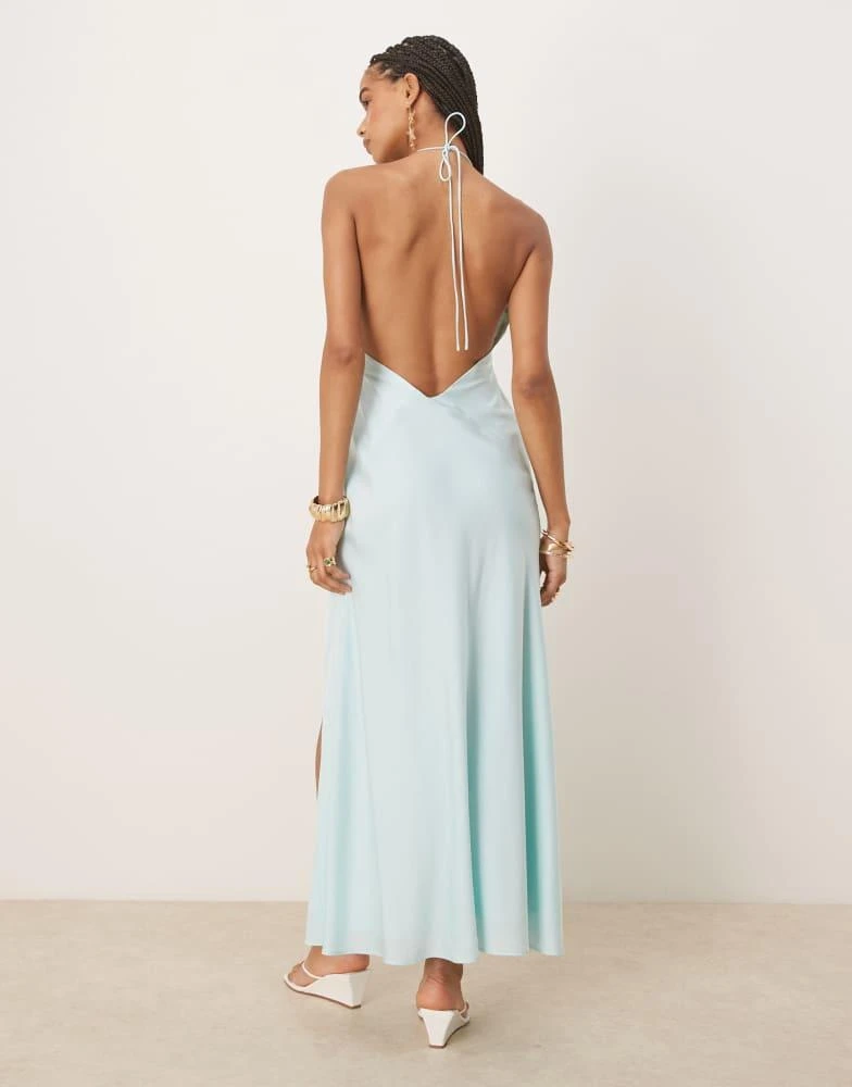 black and white halter neck dress Colorblock Halter Neck Midi Dress