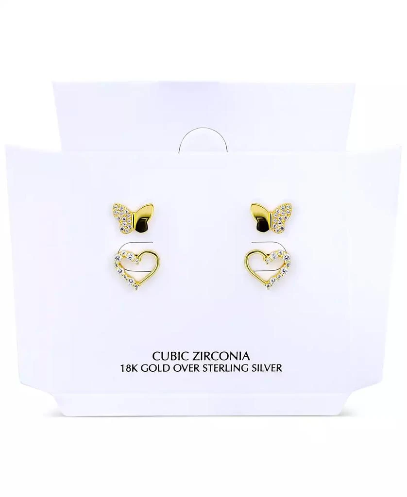 Giani Bernini Cubic Zirconia Heart & Butterfly 2-Pc. Set Stud Earrings (1 ct. t.w.) in 18k Gold over Sterling Silver, Exclusively at Macy's 4