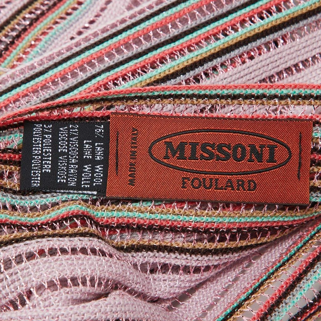 Missoni Missoni Pink Striped Lurex & Wool Fringed Stole 4