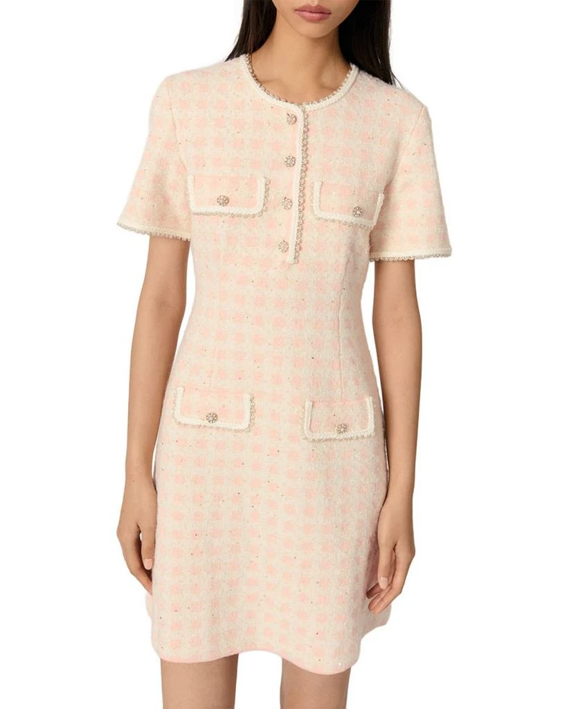 Maje Tweed Effect Knit Short Dress 1