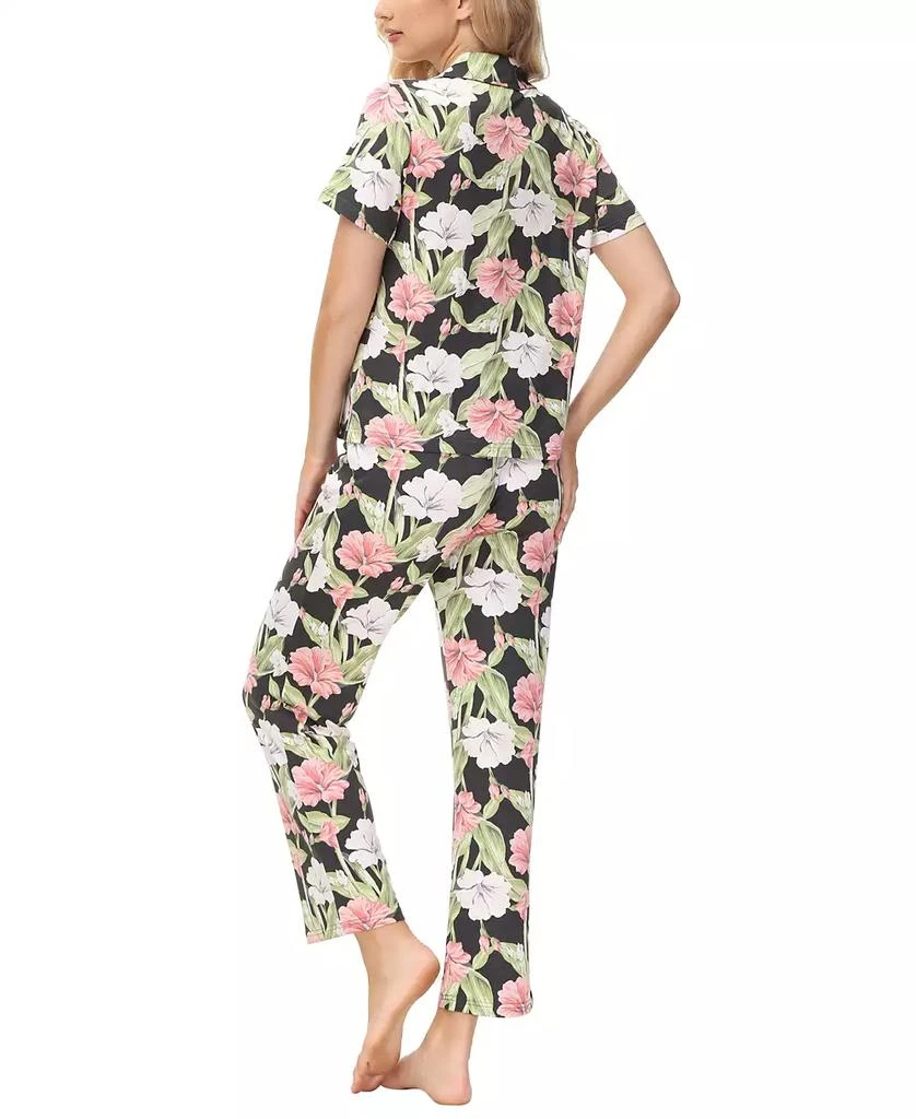 Echo Design Women's 2 Piece Printed Short Sleeve Notch Top with Pants Pajama Set 2