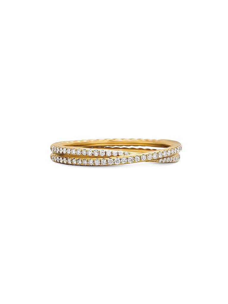 David Yurman DY Crossover Micro Pavé Band Ring in 18K Yellow Gold